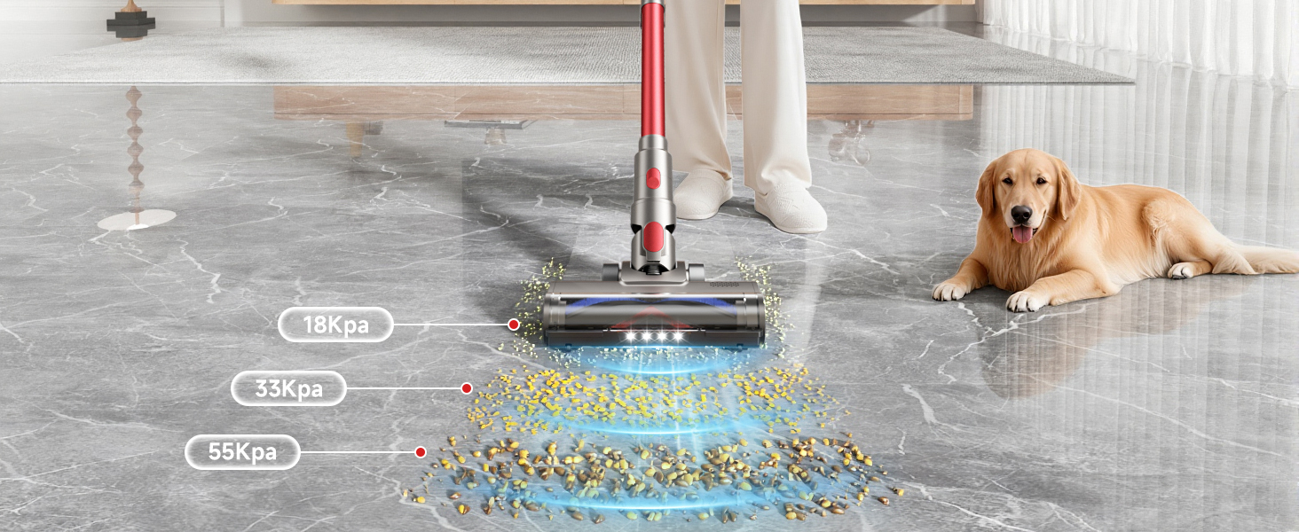 cordless stick vacuum lightweight handheld powerful suction long battery life pet hair