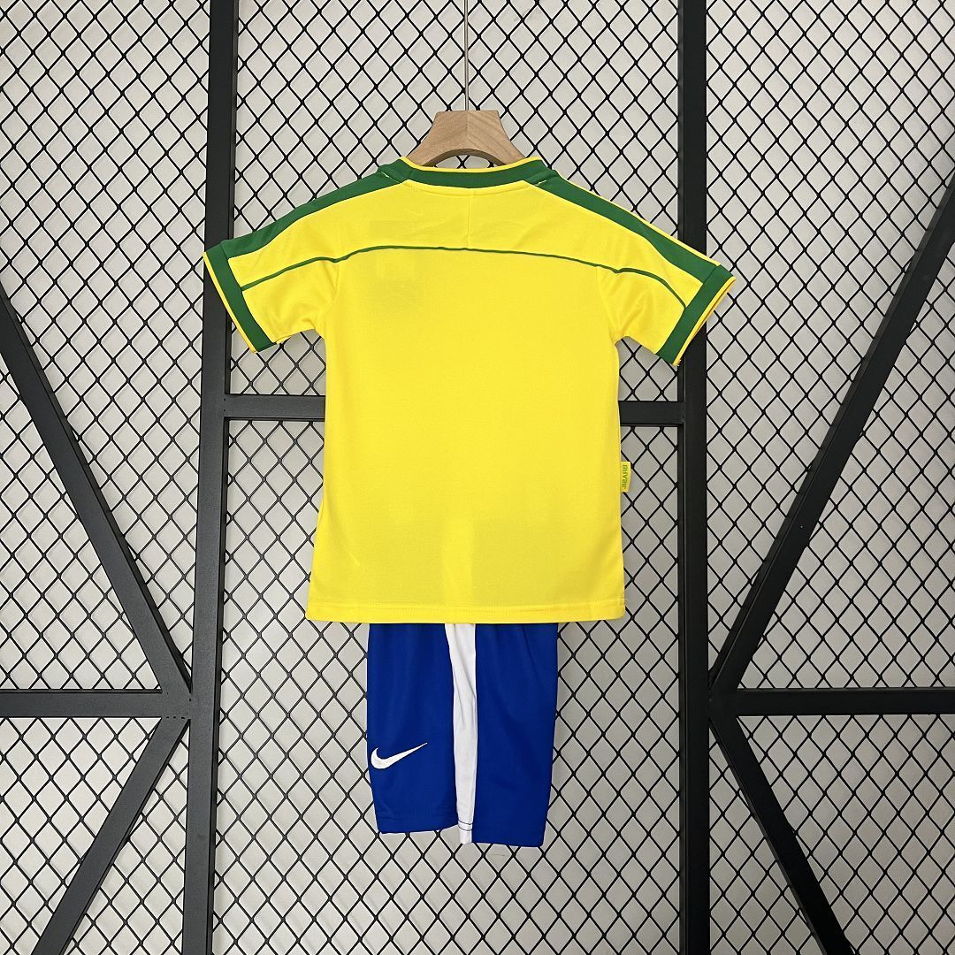 1998 Brazil Home Retro Kids Jersey
