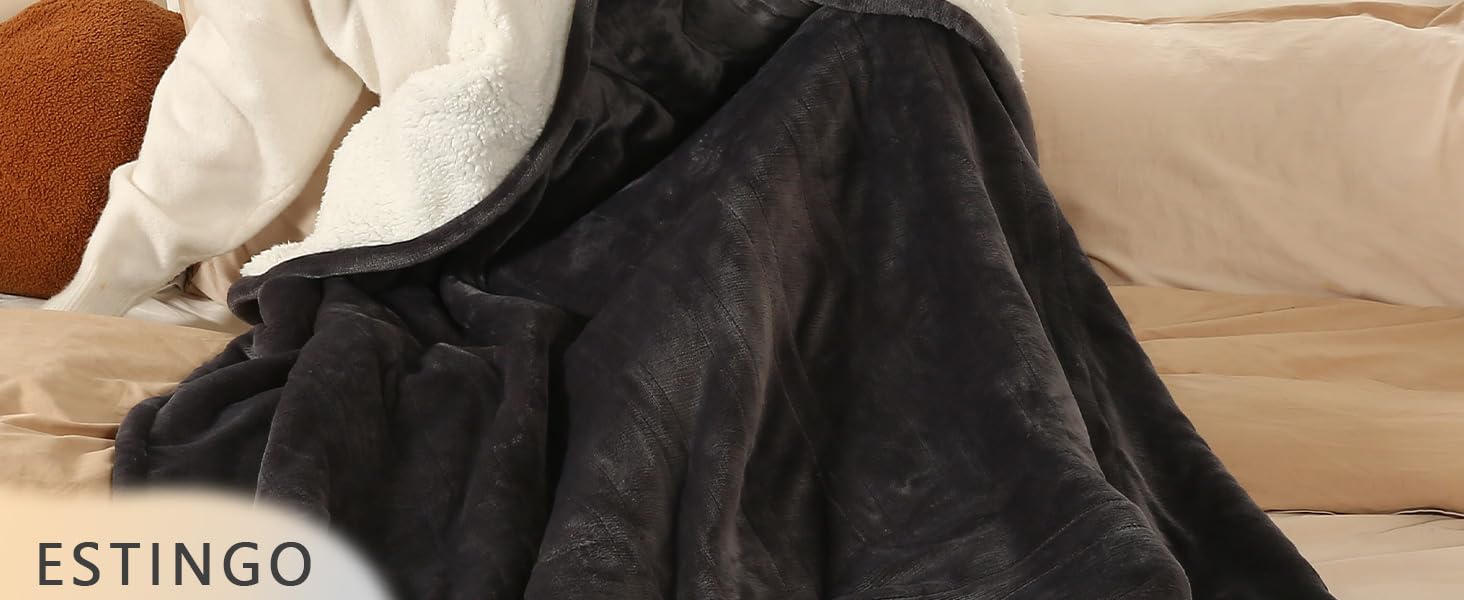 ESTINGO ELECTRIC HEATED BLANKET 50X60INCHES - DARK GREY, twin size electric blanket