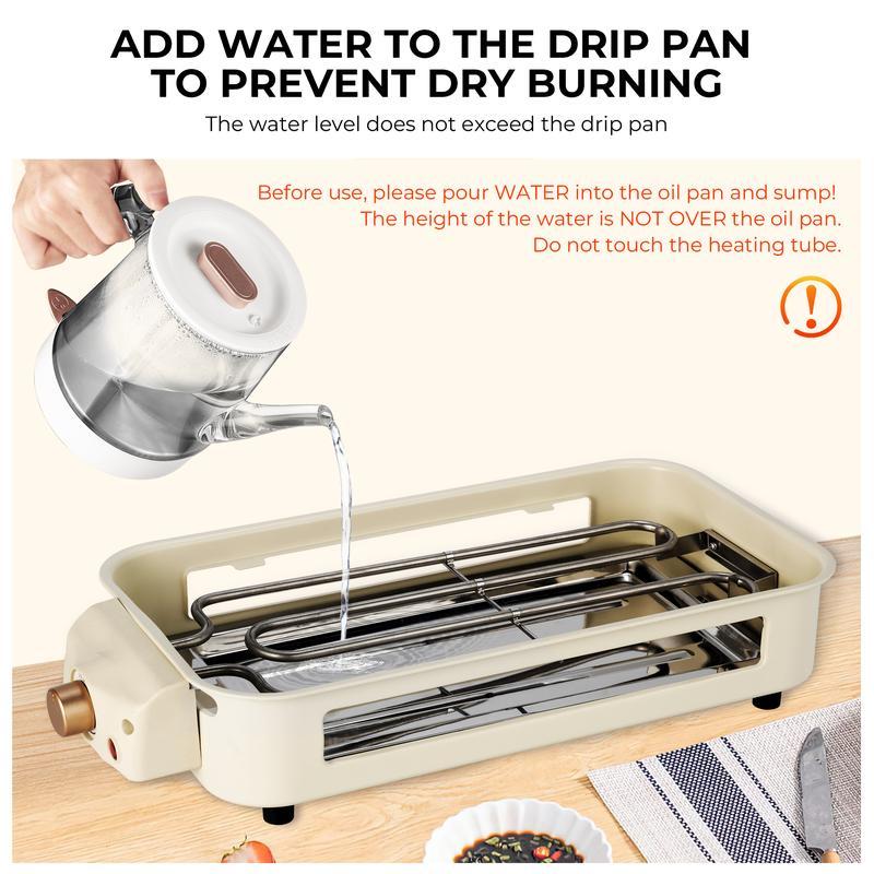 Pukomc Electric Indoor Grill,2 in 1 Indoor Grills for Kitchen with Grill Net & Non-Stick Cooking Removable Plate, Temperature Control, Dishwasher Safe, 1500W Smokeless barbecue Universal Griddle