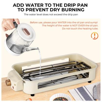 Pukomc Electric Indoor Grill,2 in 1 Indoor Grills for Kitchen with Grill Net & Non-Stick Cooking Removable Plate, Temperature Control, Dishwasher Safe, 1500W Smokeless barbecue Universal Griddle