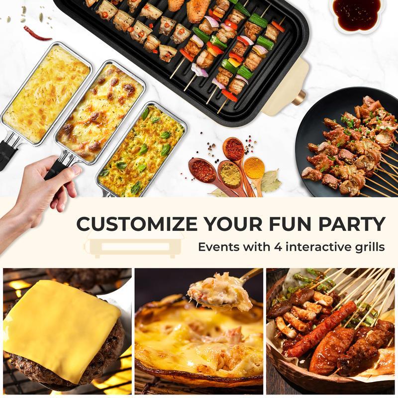 Pukomc Electric Indoor Grill,2 in 1 Indoor Grills for Kitchen with Grill Net & Non-Stick Cooking Removable Plate, Temperature Control, Dishwasher Safe, 1500W Smokeless barbecue Universal Griddle