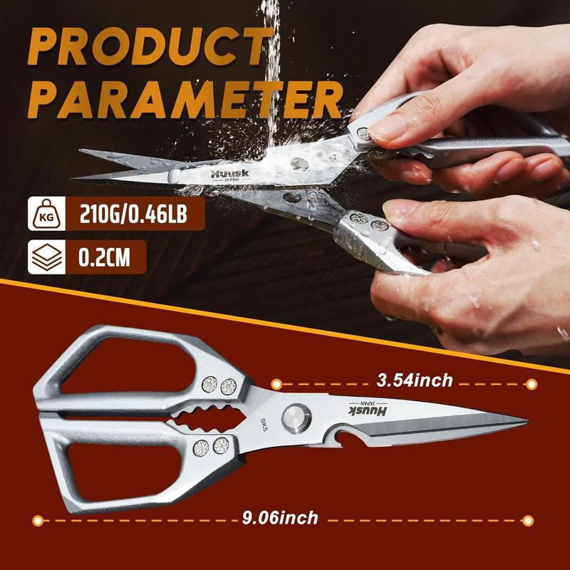 【TikTokShopBlackFriday】HUUSK Kitchen Scissors All Purpose -FallFreshness- Stainless Steel Kitchen Shears, Sharp Silver Meat Scissors, Dishwasher Safe, Heavy Duty Poultry Shears, Japanese Cooking Scissors for Food, Chicken Bones, and Turkey – Perfect Gift!