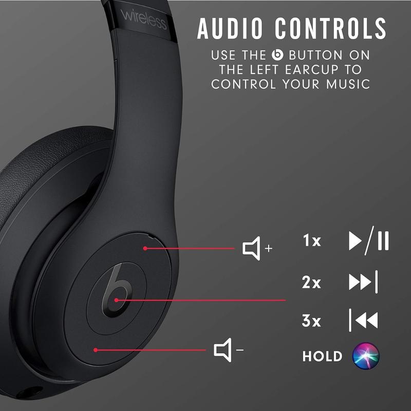 Bethtats Studio3 Wireless Noise Cancelling Over-Ear Headphones with Apthtple W1 Chip Class 1 Bluetooth 22 Hours Listening Matte Black Audio Electronic