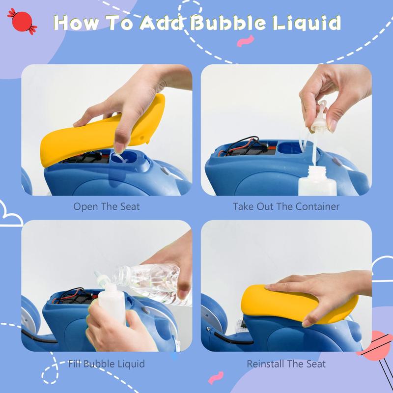 4-in-1 Electric Bubble Car for Toddlers, 6V Ride-On Balance Toy with Remote & Foot Pedal, Automatic Bubble Blower, 4-Wheel Design, Perfect Christmas Gift for Kids Age 1-3