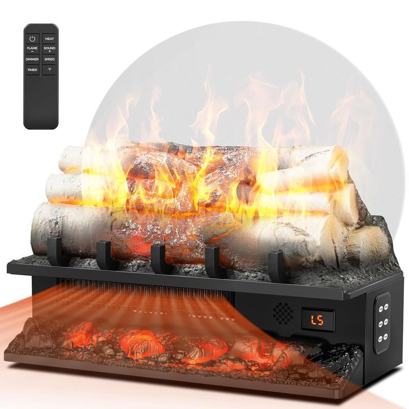 R.W.FLAME Electric Fireplace Insert Log Heater 21",750W/1500W Adjustab