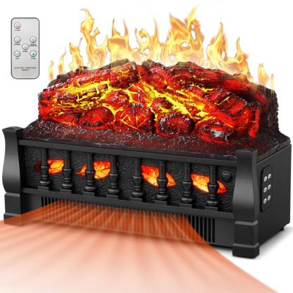 R.W.FLAME Electric Fireplace Insert Log Heater 21",750W/1500W Adjustable 5 Flame Brightness&Speed, Fireplace Insert with Realistic Ember Bed&Traditional Brown Log,Overheat Protection&Remote Control