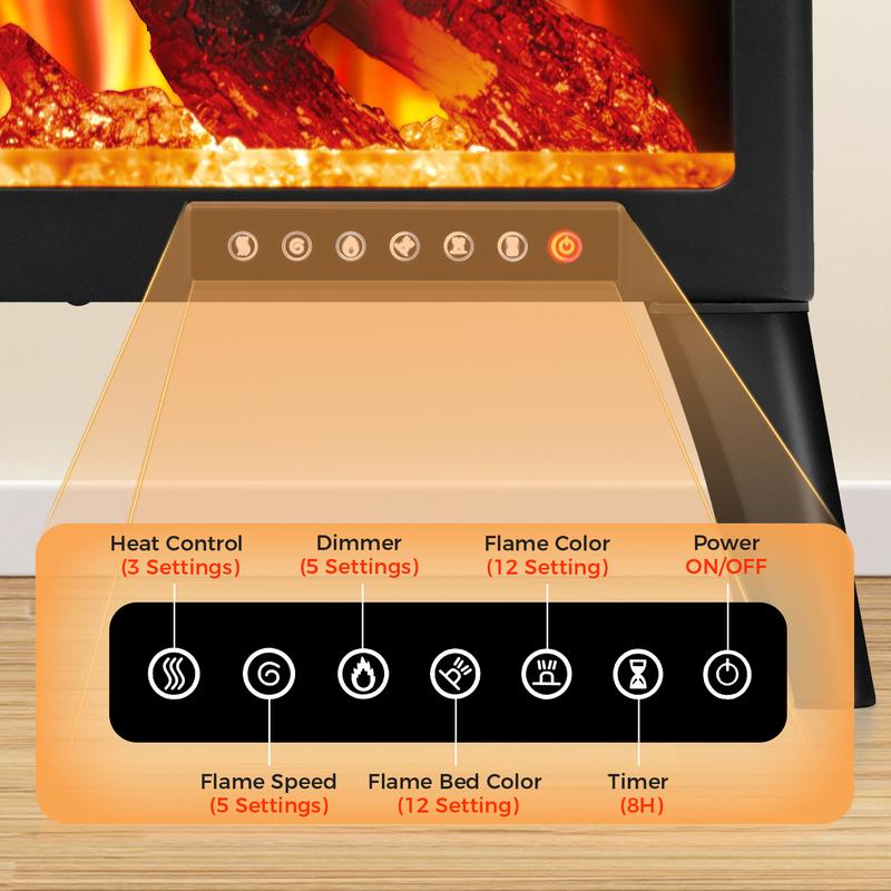 R.W.FLAME Electric Fireplace Heater 12 Flame Colors/ 4 Flame colors, 25"/ 17''Freestanding Infrared Stove, 5100BTU, 3D Realistic Flame Effects, Adjustable Brightness and Heating Mode, Overheating Safe Design, Remote, Timer, ETL Certified energy efficient