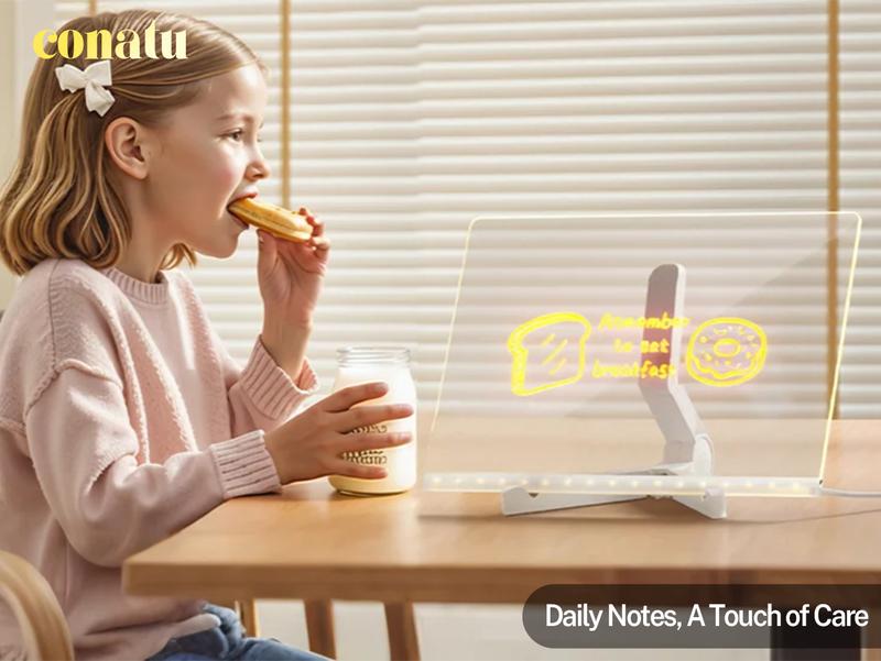 Conatu Led Drawing Board For Kids, Acrylic Dry Erase Light-Up Board with Stand Markers Wipes Spray Bottle & Tracing Paper Erasable Reusable Board for Kids Learning Ideal Gift for Birthday Halloween Christmas Decorative Neon Sign