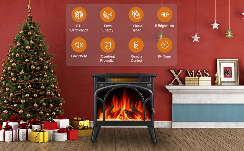 R.W.FLAME Electric Fireplace Heater 12 Flame Colors/ 4 Flame colors, 25"/ 17''Freestanding Infrared Stove, 5100BTU, 3D Realistic Flame Effects, Adjustable Brightness and Heating Mode, Overheating Safe Design, Remote, Timer, ETL Certified energy efficient R.W.FLAME Electric Fireplace Heater 12 Flame Colors/ 4 Flame colors, 25"/ 17''Freestanding Infrared Stove, 5100BTU, 3D Realistic Flame Effects, Adjustable Brightness and Heating Mode, Overheating Safe Design, Remote, Timer, ETL Certified energy efficient