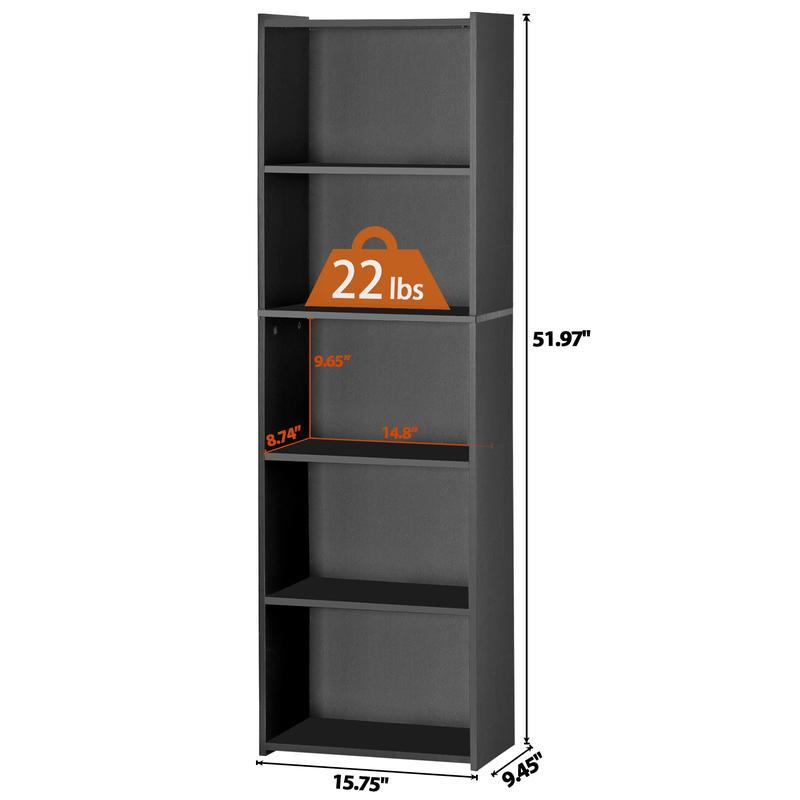 Segawe 5-Tiers Bookshelf Small Bookcase Multipurpose Collection Display Storage