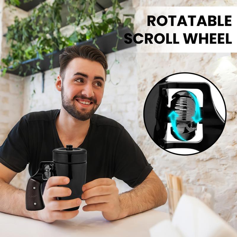 Pukomc Coffee Mug with Rotatable Wooden Handle, Ceramic Leak-Proof and Scalding-Proof Cup, 16 Ounces Beverage Drinkware Glass Reusable Reuse Tumbler Washable