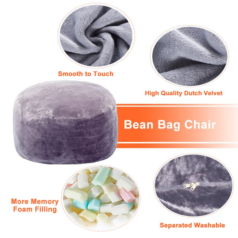 3FT/4FT/5'FT/Jumbo(with Filler) bean bag Lazy sofa beanbag Chair Ship Free High-Rebound Memory Foam Furniture Flannel Cover Removable
