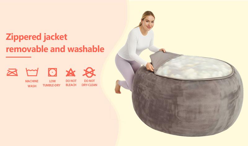 3FT/4FT/5'FT/Jumbo(with Filler) bean bag Lazy sofa beanbag Chair Ship Free High-Rebound Memory Foam Furniture Flannel Cover Removable