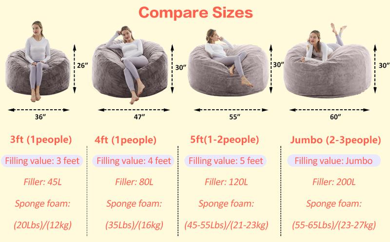 3FT/4FT/5'FT/Jumbo(with Filler) bean bag Lazy sofa beanbag Chair Ship Free High-Rebound Memory Foam Furniture Flannel Cover Removable 3FT/4FT/5'FT/Jumbo(with Filler) bean bag Lazy sofa beanbag Chair Ship Free High-Rebound Memory Foam Furniture Flannel Cover Removable