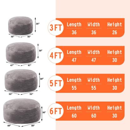 3FT/4FT/5'FT/Jumbo(with Filler) bean bag Lazy sofa beanbag Chair Ship Free High-Rebound Memory Foam Furniture Flannel Cover Removable