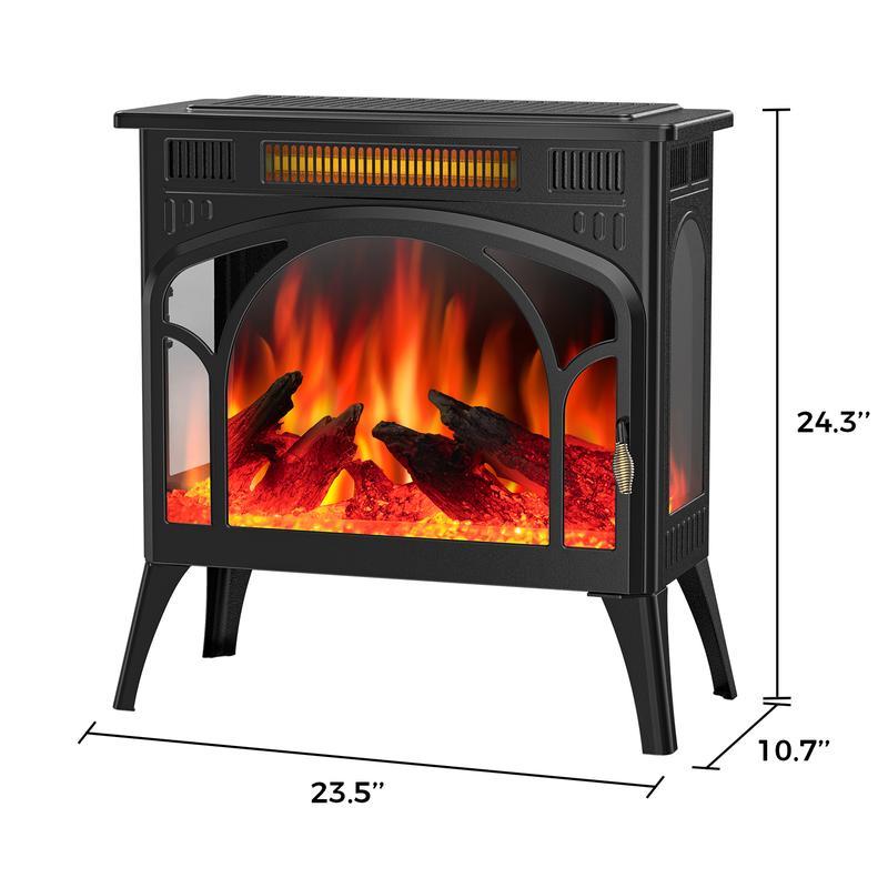 R.W.FLAME Electric Fireplace Heater 12 Flame Colors/ 4 Flame colors, 25"/ 17''Freestanding Infrared Stove, 5100BTU, 3D Realistic Flame Effects, Adjustable Brightness and Heating Mode, Overheating Safe Design, Remote, Timer, ETL Certified energy efficient