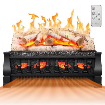 R.W.FLAME Electric Fireplace Insert Log Heater 21",750W/1500W Adjustable 5 Flame Brightness&Speed, Fireplace Insert with Realistic Ember Bed&Traditional Brown Log,Overheat Protection&Remote Control