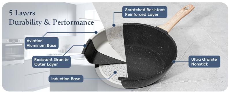 SODAY 12pcs Pots and Pans Set Non Stick Kitchen Cookware Sets Induction Cookware Nonstick Granite Cooking Set with Frying Pans, Saucepans, Steamer, Kitchenware,stock up on specials,TikTokShopBlackFriday SODAY 12pcs Pots and Pans Set Non Stick Kitchen Cookware Sets Induction Cookware Nonstick Granite Cooking Set with Frying Pans, Saucepans, Steamer, Kitchenware,stock up on specials,TikTokShopBlackFriday