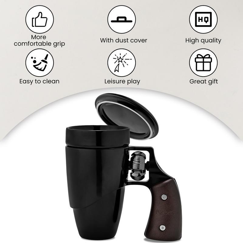 Pukomc Coffee Mug with Rotatable Wooden Handle, Ceramic Leak-Proof and Scalding-Proof Cup, 16 Ounces Beverage Drinkware Glass Reusable Reuse Tumbler Washable