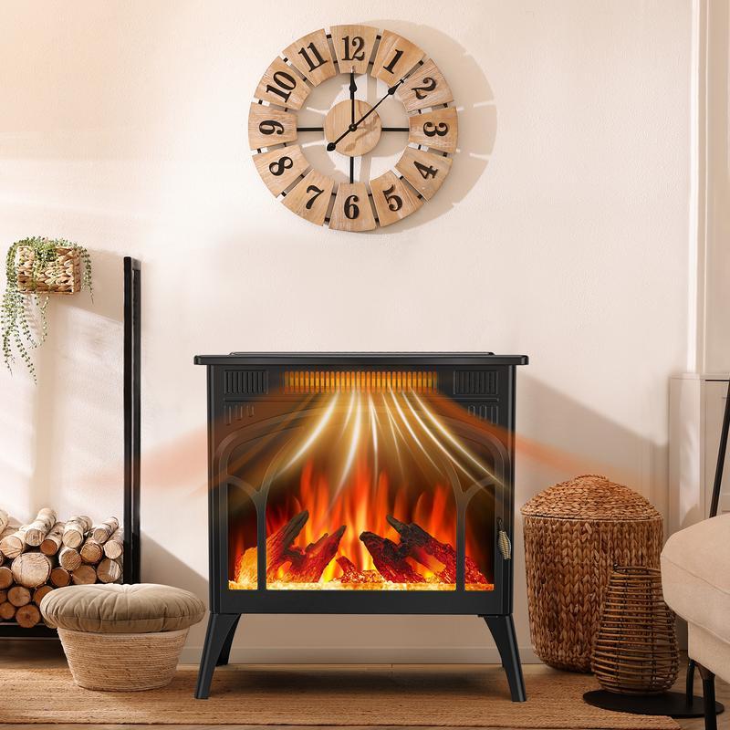 R.W.FLAME Electric Fireplace Heater 12 Flame Colors/ 4 Flame colors, 25"/ 17''Freestanding Infrared Stove, 5100BTU, 3D Realistic Flame Effects, Adjustable Brightness and Heating Mode, Overheating Safe Design, Remote, Timer, ETL Certified energy efficient