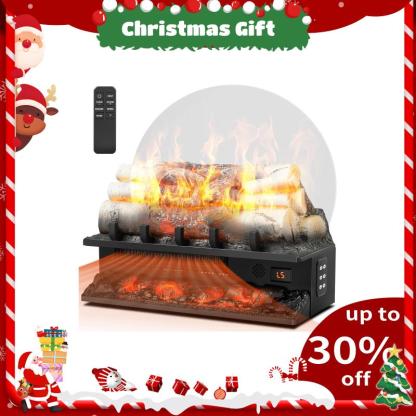 R.W.FLAME Electric Fireplace Insert Log Heater 21",750W/1500W Adjustable 5 Flame Brightness&Speed, Fireplace Insert with Realistic Ember Bed&Traditional Brown Log,Overheat Protection&Remote Control