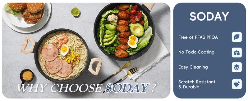 SODAY 12pcs Pots and Pans Set Non Stick Kitchen Cookware Sets Induction Cookware Nonstick Granite Cooking Set with Frying Pans, Saucepans, Steamer, Kitchenware,stock up on specials,TikTokShopBlackFriday SODAY 12pcs Pots and Pans Set Non Stick Kitchen Cookware Sets Induction Cookware Nonstick Granite Cooking Set with Frying Pans, Saucepans, Steamer, Kitchenware,stock up on specials,TikTokShopBlackFriday