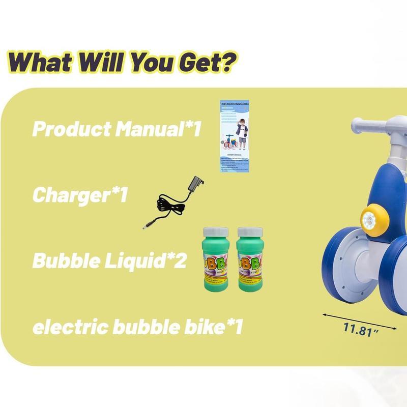 4-in-1 Electric Bubble Car for Toddlers, 6V Ride-On Balance Toy with Remote & Foot Pedal, Automatic Bubble Blower, 4-Wheel Design, Perfect Christmas Gift for Kids Age 1-3