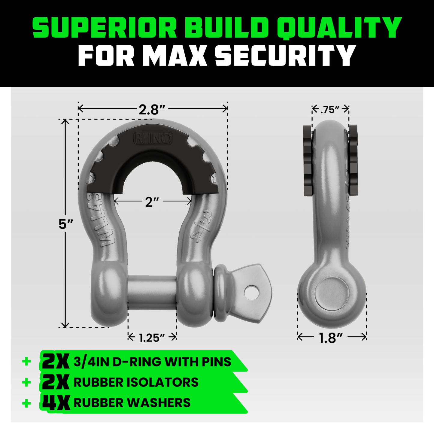 3/4" D-Ring Shackle Set (2-Pack)