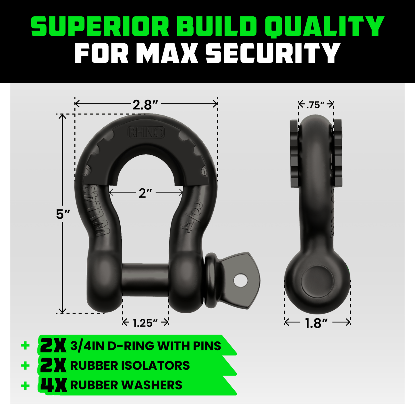3/4" D-Ring Shackle Set (2-Pack)
