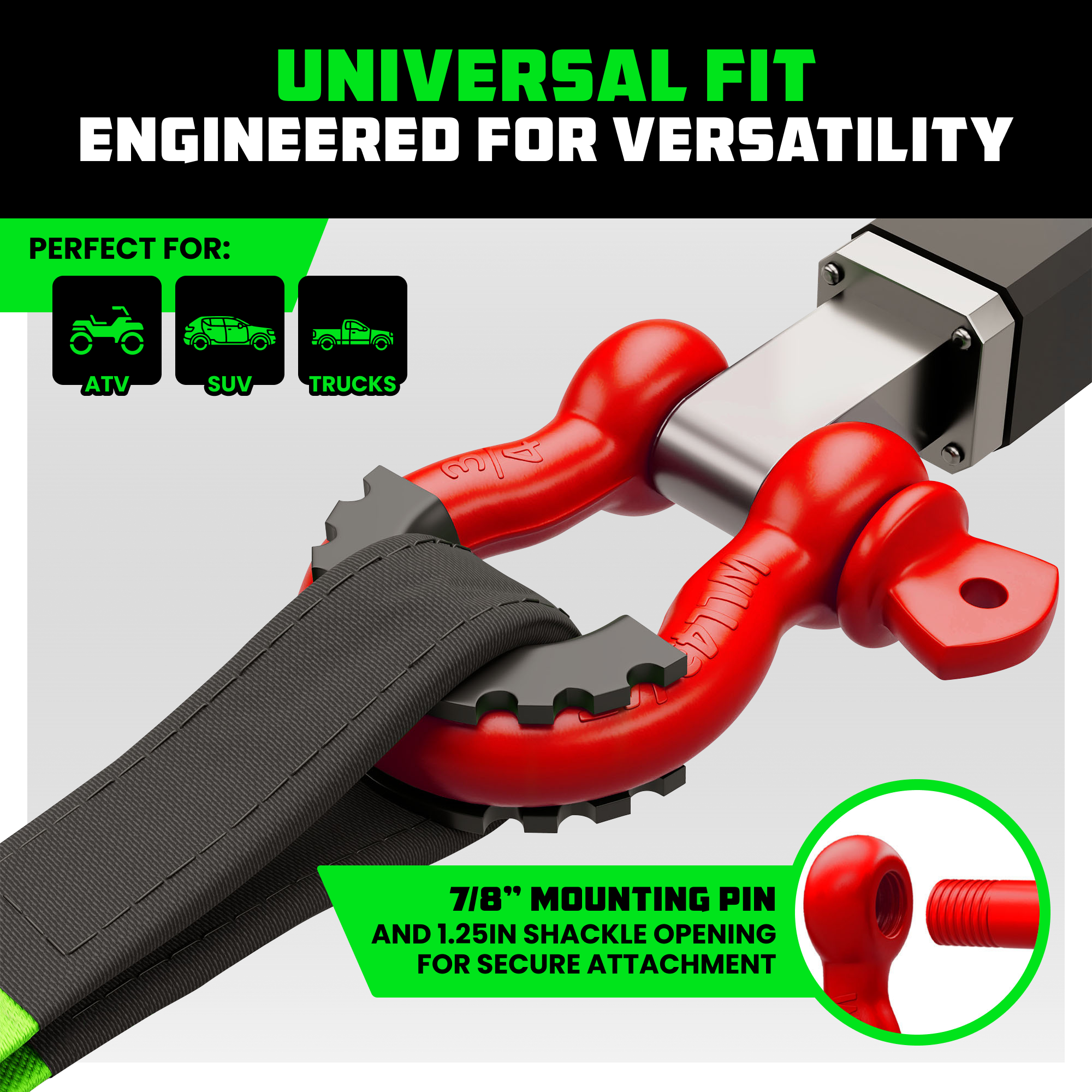 3/4" D-Ring Shackle Set (2-Pack)
