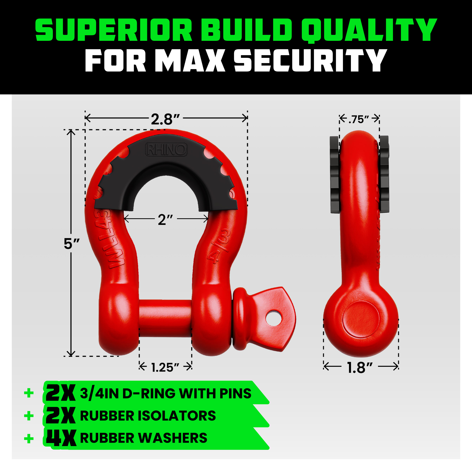 3/4" D-Ring Shackle Set (2-Pack)