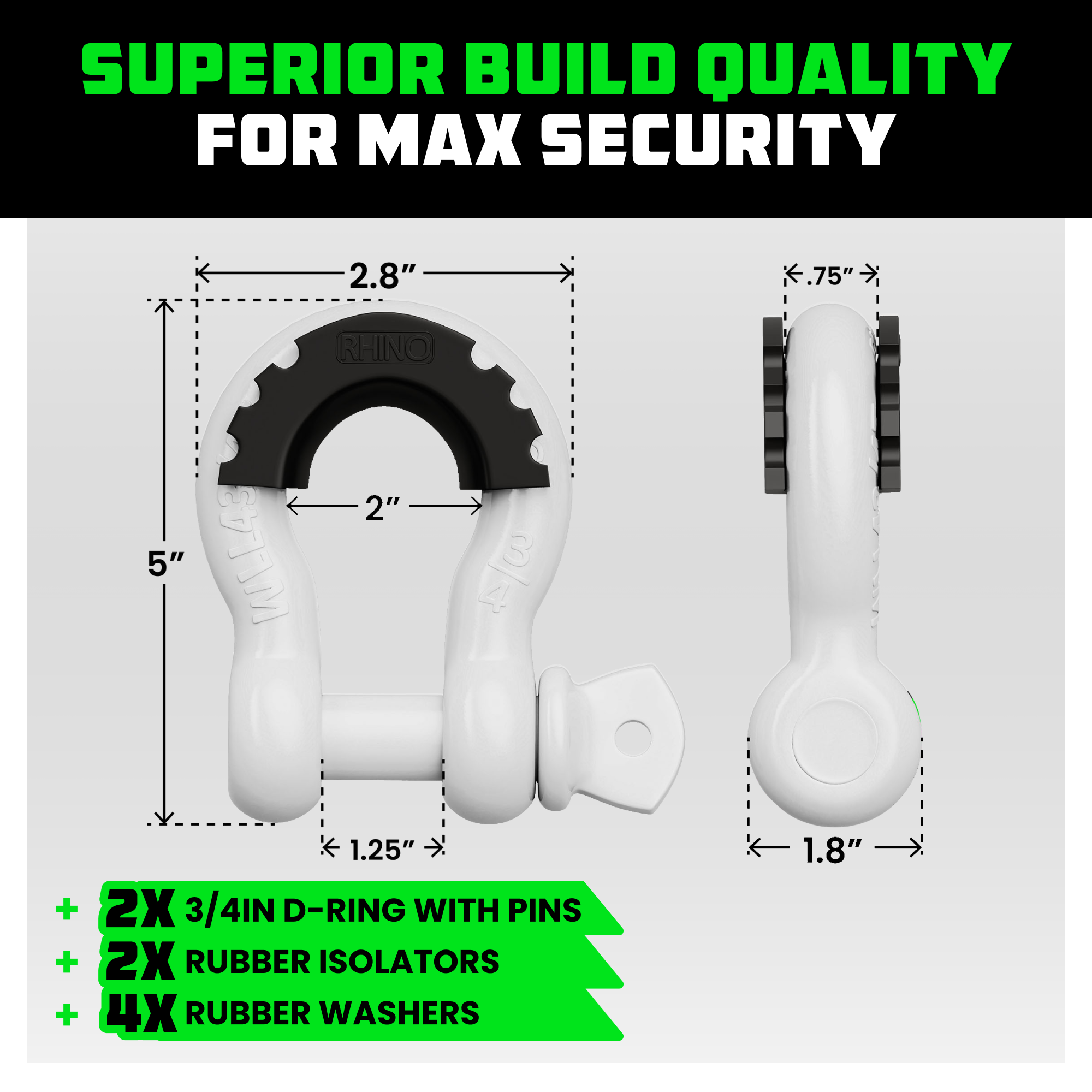 3/4" D-Ring Shackle Set (2-Pack)