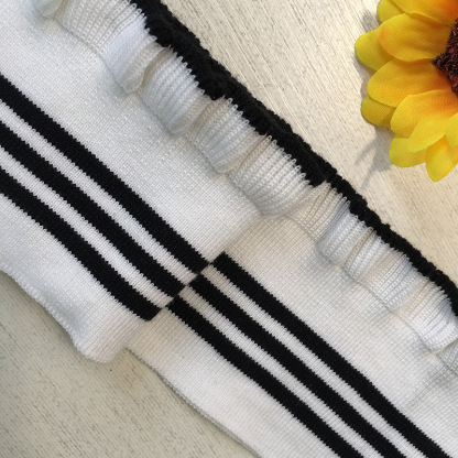 1x1 Custom Ruffled Ribbed Knit Fabric for Women's Clothing: Collar, Hem, Cuff, Lace, Polyester Yarn, Custom Made