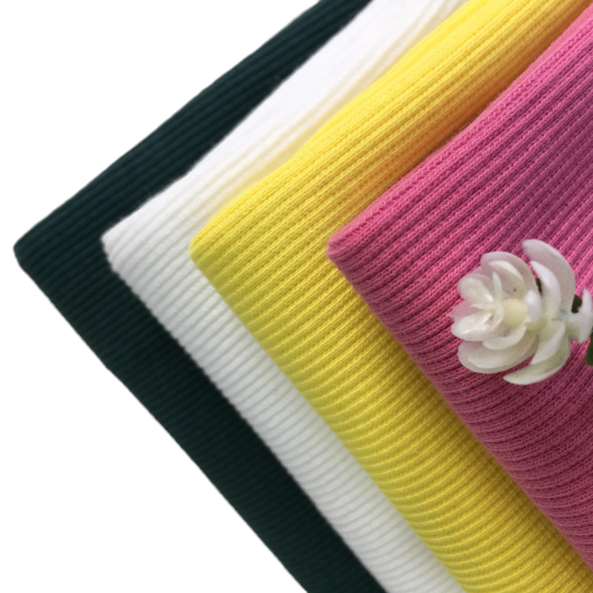 380g pure cotton 2X2 knitted circular rib fabric, double-sided stretch clothing, sweatshirt collar and cuff wholesale