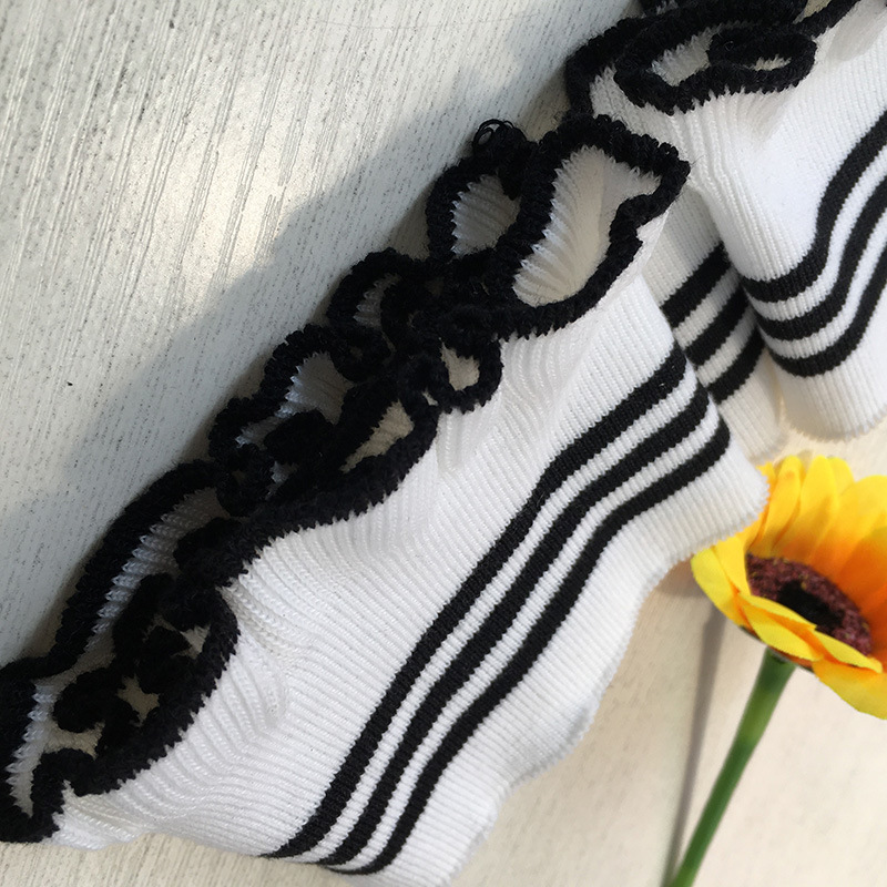 1x1 Custom Ruffled Ribbed Knit Fabric for Women's Clothing: Collar, Hem, Cuff, Lace, Polyester Yarn, Custom Made