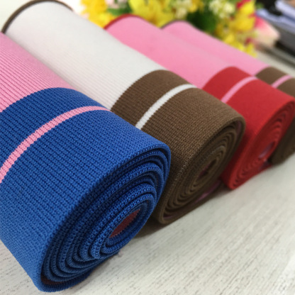 Custom-made 1x1 jacquard nylon fabric for waistbands, hems, cuffs, and ribbed trim, in a fresh and minimalist style.