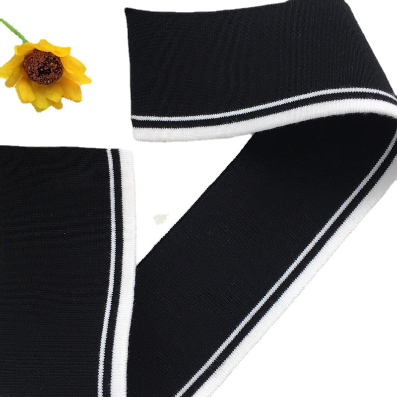 1x1 knitted lace fabric, 32-count, flat knitting machine ribbed fabric for clothing collars, hems, cuffs, and ruffled wide lace trim.