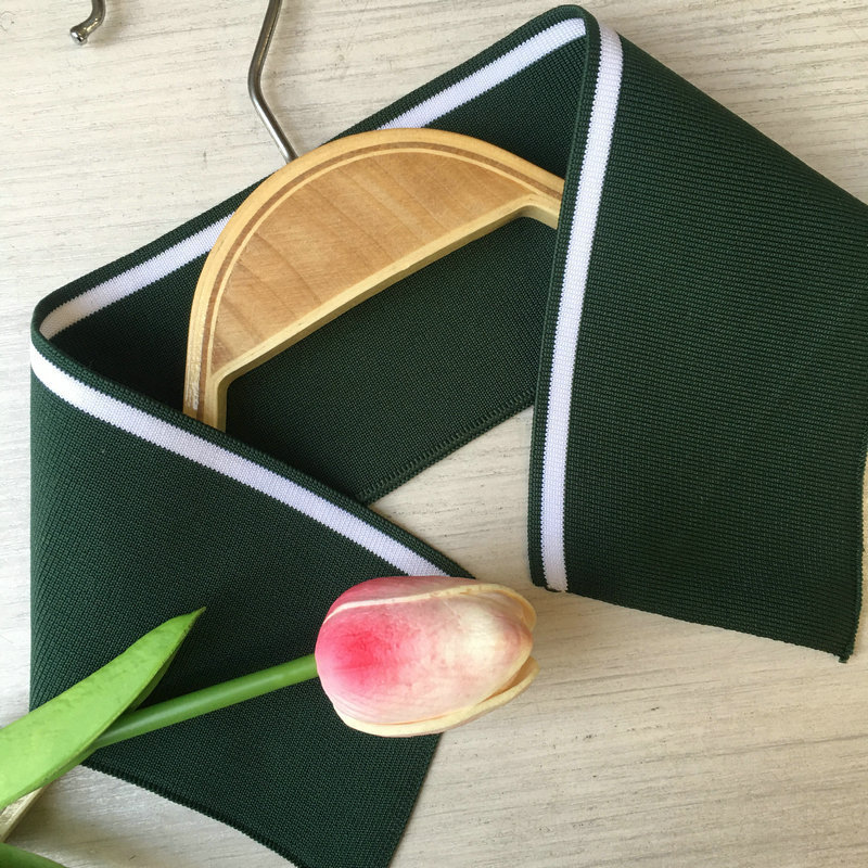 Custom 1x1 ribbed fabric, 100% polyester, for t-shirts, sportswear, collars, cuffs, and hems. Fabric processing and custom manufacturing services available.