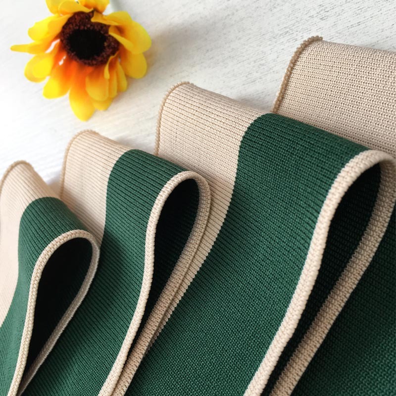 Wholesale 1x1 all-polyester low-stretch fabric for school uniforms, suitable for collars, hems, waistbands, trouser cuffs, and sleeve cuffs (for edging and binding).
