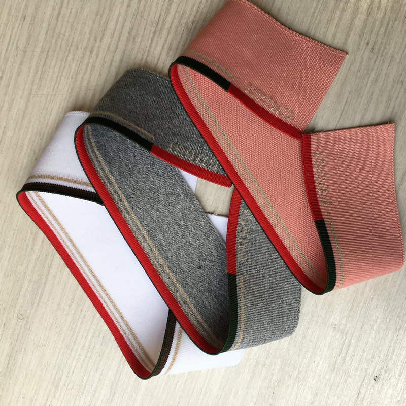 1x1 high-elastic nylon jacquard flat knitting fabric for collars, cuffs, hems, and waistbands.