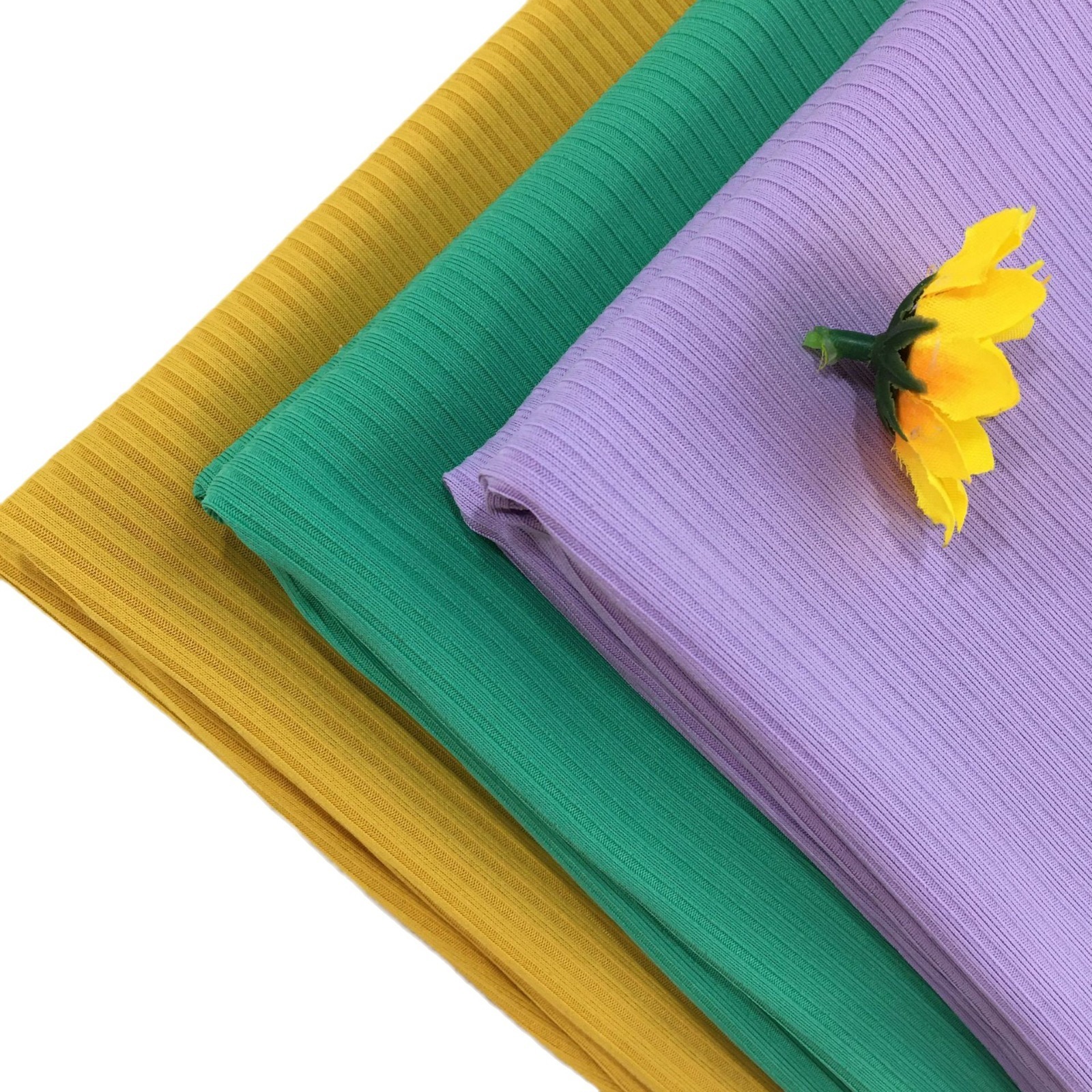 230 grams 4X3 polyester and cotton mesh strip, Guangzhou fabric with ribbing, stretchable striped knitted fabric, fine striped strip