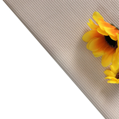 190g 2x2 all-polyester circular knit rib fabric, suitable for spring and summer trousers, short-sleeved garments, and as a binding/trimming fabric; it is also elastic.