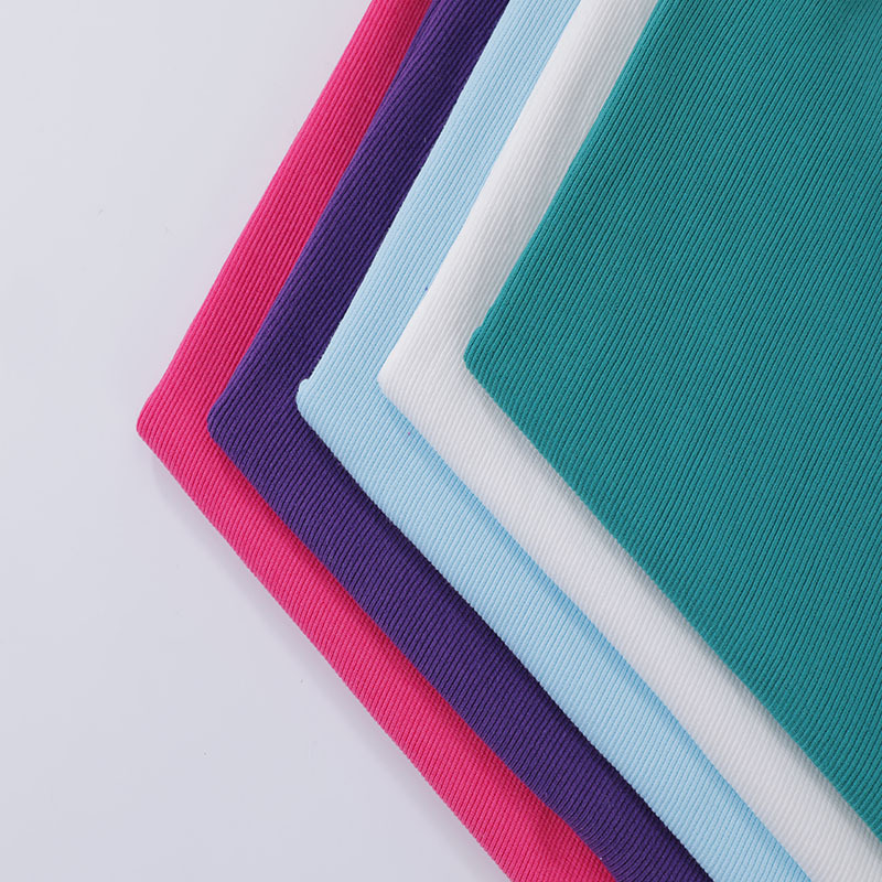 2x2 Ribbed Fabric, 280gsm, for Spring/Summer Shirts and Short-Sleeve Garments, Wholesale, 100% Polyester Knitted Breathable Rib Fabric