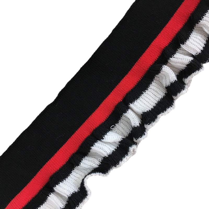 1x1 Custom Ruffled Ribbed Knit Fabric for Women's Clothing: Collar, Hem, Cuff, Lace, Polyester Yarn, Custom Made