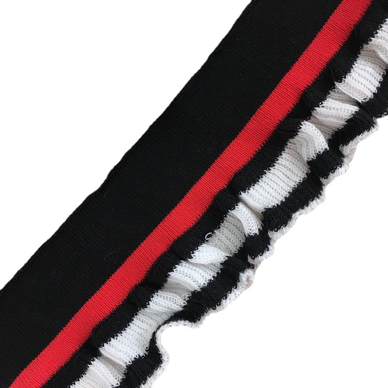 1x1 Custom Ruffled Ribbed Knit Fabric for Women's Clothing: Collar, Hem, Cuff, Lace, Polyester Yarn, Custom Made