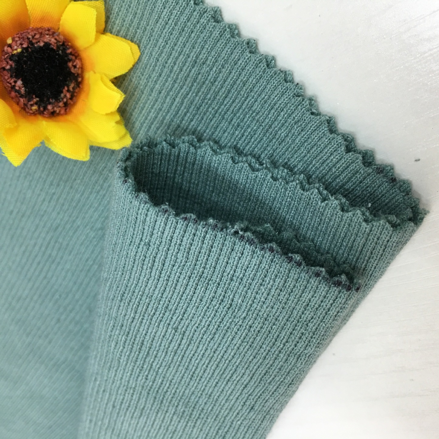 340g 21-count ribbed polyester-cotton open-width rib knit fabric, stretch cotton-spandex blend, suitable for autumn/winter sweatshirts, collars, and hems (garment accessories).