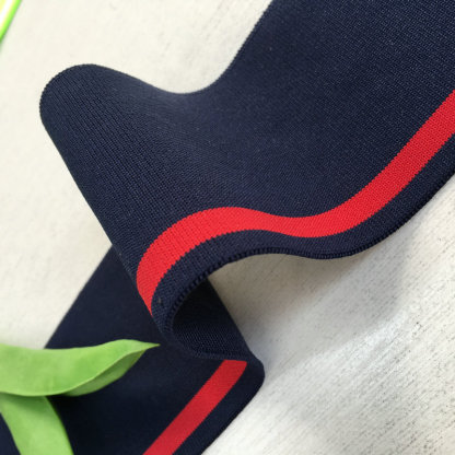 Custom 1x1 ribbed fabric, 100% polyester, for t-shirts, sportswear, collars, cuffs, and hems. Fabric processing and custom manufacturing services available.