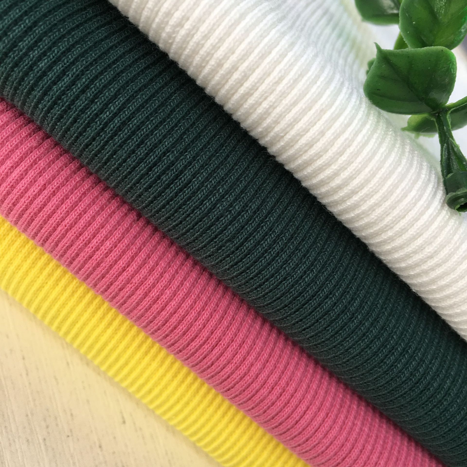 380g pure cotton 2X2 knitted circular rib fabric, double-sided stretch clothing, sweatshirt collar and cuff wholesale