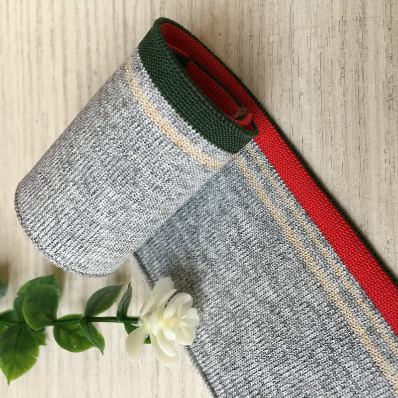 1x1 high-elastic nylon jacquard flat knitting fabric for collars, cuffs, hems, and waistbands.